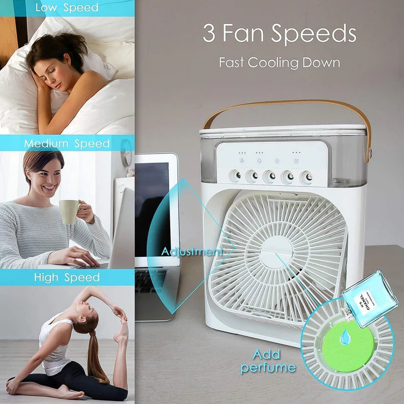 Portable Air Cooler Fan with 7-Color LED Light | Personal Mini AC